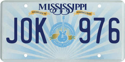 MS license plate JOK976