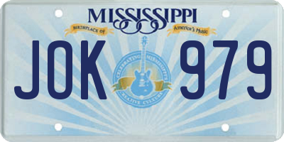 MS license plate JOK979