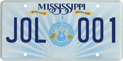 MS license plate JOL001