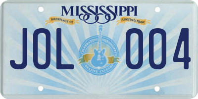 MS license plate JOL004