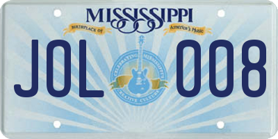 MS license plate JOL008