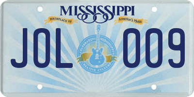 MS license plate JOL009