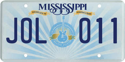 MS license plate JOL011