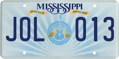 MS license plate JOL013