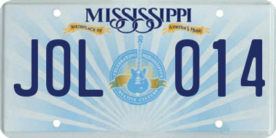 MS license plate JOL014