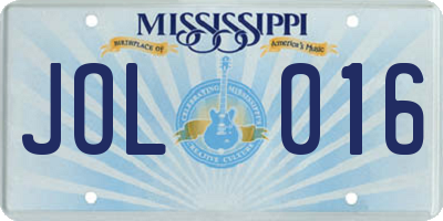 MS license plate JOL016