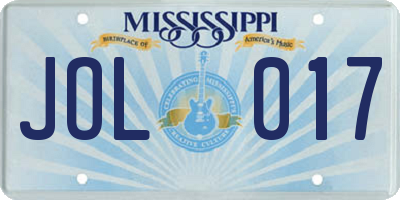 MS license plate JOL017