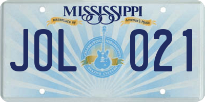 MS license plate JOL021