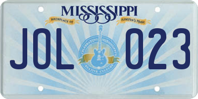 MS license plate JOL023