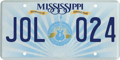 MS license plate JOL024