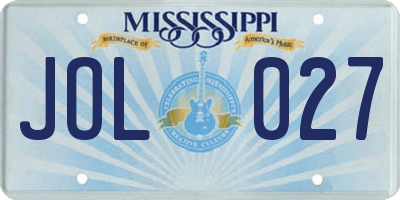 MS license plate JOL027