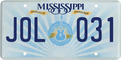 MS license plate JOL031