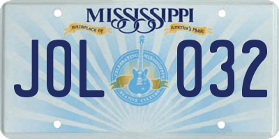 MS license plate JOL032