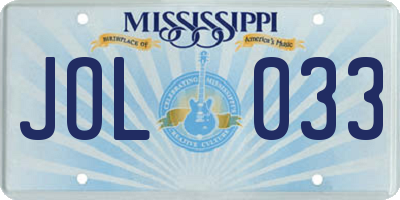 MS license plate JOL033