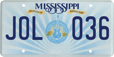 MS license plate JOL036