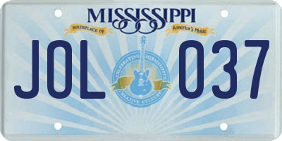 MS license plate JOL037