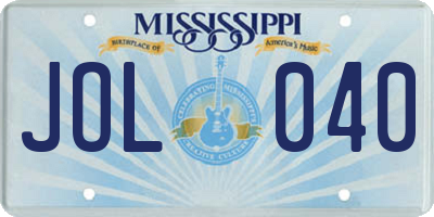 MS license plate JOL040