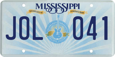 MS license plate JOL041
