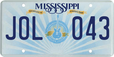 MS license plate JOL043