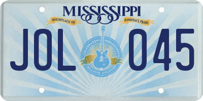 MS license plate JOL045