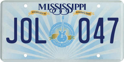 MS license plate JOL047
