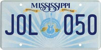 MS license plate JOL050