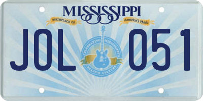 MS license plate JOL051