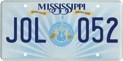 MS license plate JOL052