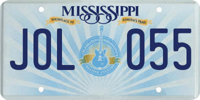 MS license plate JOL055
