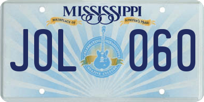 MS license plate JOL060