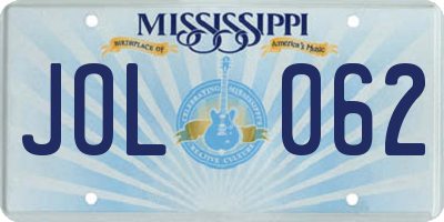 MS license plate JOL062