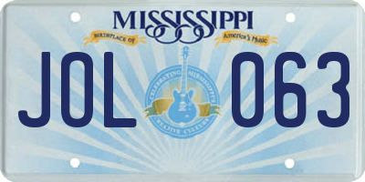 MS license plate JOL063