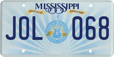 MS license plate JOL068