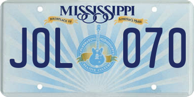 MS license plate JOL070