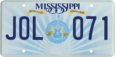 MS license plate JOL071