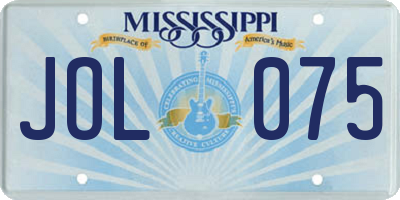 MS license plate JOL075