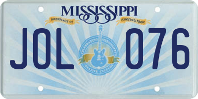 MS license plate JOL076