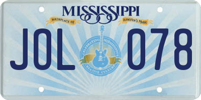 MS license plate JOL078