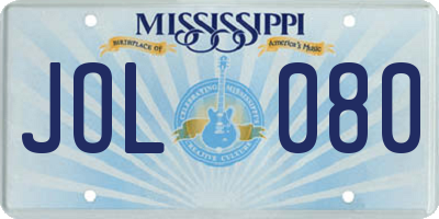 MS license plate JOL080