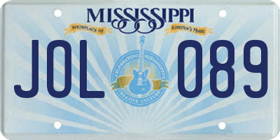 MS license plate JOL089