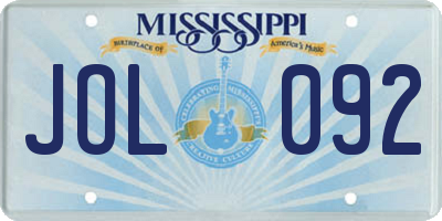 MS license plate JOL092