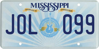 MS license plate JOL099