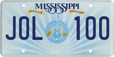 MS license plate JOL100