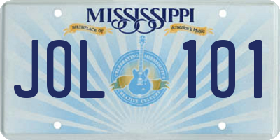 MS license plate JOL101