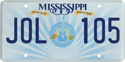 MS license plate JOL105