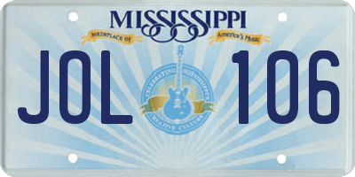 MS license plate JOL106