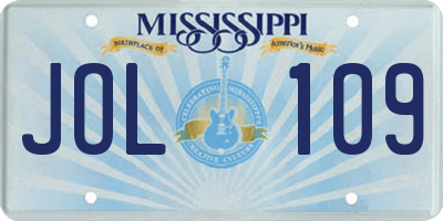 MS license plate JOL109