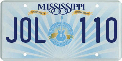 MS license plate JOL110