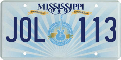 MS license plate JOL113