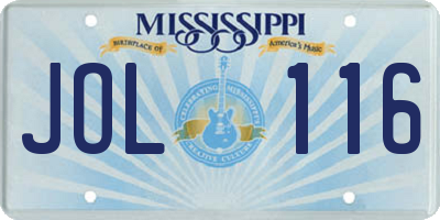 MS license plate JOL116